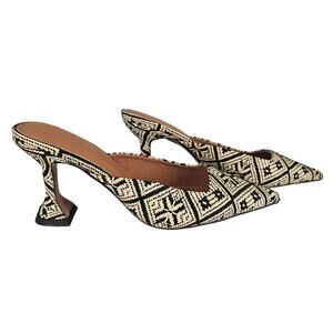 ASOS WOMEN'S CREAM BLACK SHERLOCK 3" MID HEEL MULES SIZE US 6